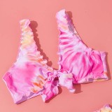 Toddler Girls Two Pieces Swimwear Bowknot Gradient Color Swimsuit