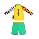 Toddler Kids Boy Two Pieces Swimwear Cartoon Cool & Wild Horse Swimsuit with Swim Cap