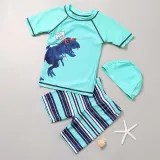Toddler Kids Boy Two Pieces Swimwear Cartoon Swim Dinosaurs Swimsuit with Swim Cap