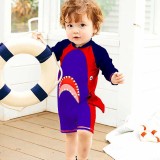 Toddler Kids Boy One Piece Swimwear Cartoon Shark Sun Protection Swimsuit