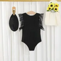 Toddler Girls Swimwear Flying Sleeve Swimsuit
