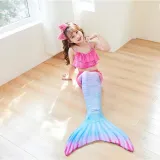 Toddler Girls 3 Pieces Swimwear Mermaid Fish Tail Bikini Swimsuit Set