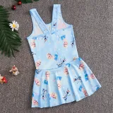 Toddler Girls One Piece Swimwear Princess Snowman Swimsuit Skirt