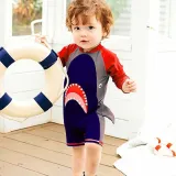 Toddler Kids Boy One Piece Swimwear Cartoon Shark Sun Protection Swimsuit