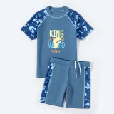 Toddler Kids Boy Two Pieces Swimwear Cartoon King Of the World Dragon Swimsuit