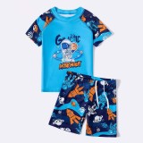 Toddler Kids Boy Two Pieces Swimwear Cartoon Astronauts Swimsuit