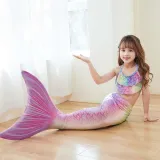 Toddler Girls 3 Pieces Swimwear Mermaid Fish Tail Bikini Swimsuit Set