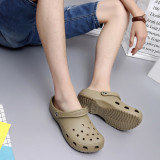 Adult Men Pure Color Hole Beach Home Slippers Beach Summer Sandals