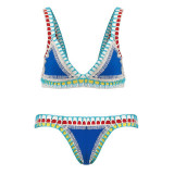 Women Bikinis Colorful Hand Crocheted Neoprene Triangle Bikinis Sets Swimwear
