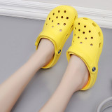 Adult Women Pure Color Hole Beach Home Slippers Beach Summer Sandals