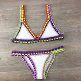 Women Bikinis Colorful Hand Crocheted White Triangle Bikinis Sets Swimwear