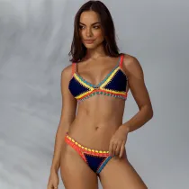 Women Bikinis Colorful Hand Crocheted Navy Triangle Bikinis Sets Swimwear