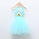 Girls Multicolor Puffy Slip Cartoon Duck Head Tutu Dress