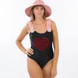 Mommy and Me Bathing Suits One Loved Mama Mini Flower Shoulder Backless Swimsuits