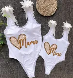 Mommy and Me Bathing Suits Heart Mama Mini Wings Shoulder Backless Swimsuits
