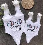 Mommy and Me Bathing Suits Copy Paste Ctrl Wings Shoulder Backless Swimsuits