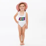 Mommy and Me Bathing Suits Colorful Leopard Flower Shoulder Backless Swimsuits