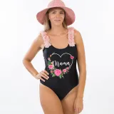 Mommy and Me Bathing Suits Flower Wreath Flower Shoulder Backless Swimsuits