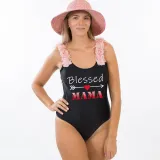 Mommy and Me Bathing Suits Blessed Mama Mama's Blessing Flower Shoulder Backless Swimsuits