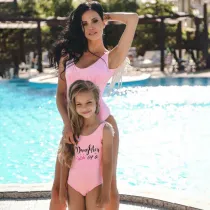 Mommy and Me Bathing Suits Daughter Of The Queen Mommy Of A Princess Wings Shoulder Backless Swimsuits