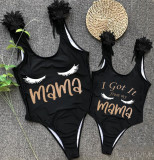 Mommy and Me Bathing Suits I Got It From My Mama Wings Shoulder Backless Swimsuits