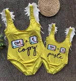 Mommy and Me Bathing Suits Copy Paste Ctrl Wings Shoulder Backless Swimsuits