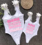 Mommy and Me Bathing Suits Mama Mini Print Wings Shoulder Backless Swimsuits