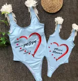 Mommy and Me Bathing Suits Mama Mini Name Diy Heart Wings Shoulder Backless Swimsuits