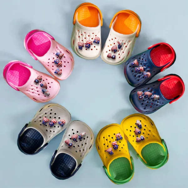 Toddler Kids Summer Slipper USA Independence Day American Flag Clog Slipper