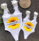 Mommy and Me Bathing Suits Mama Mini Sunflower Wings Shoulder Backless Swimsuits