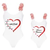 Mommy and Me Bathing Suits Mama Mini Name Diy Heart Flower Shoulder Backless Swimsuits