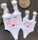 Mommy and Me Bathing Suits I Love My Mama I Love My Mini Wings Shoulder Backless Swimsuits
