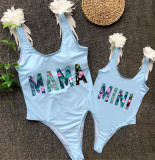 Mommy and Me Bathing Suits Mama Mini Coconut Tree Wings Shoulder Backless Swimsuits