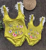 Mommy and Me Bathing Suits Butterfly Dandelion Wings Shoulder Backless Swimsuits