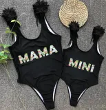 Mommy and Me Bathing Suits Mama Mini Sunflower Flower Shoulder Backless Swimsuits