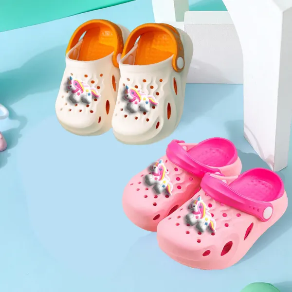 Toddler Kids Summer Slipper Cartoon Rainbow Pony Clog Slipper