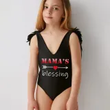 Mommy and Me Bathing Suits Blessed Mama Mama's Blessing Wings Shoulder Backless Swimsuits