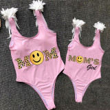 Mommy and Me Bathing Suits Mom Smile Mom’s Girl Wings Shoulder Backless Swimsuits