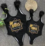 Mommy and Me Bathing Suits I'm The Mini Boss My Boss Calls Me Wings Shoulder Backless Swimsuits