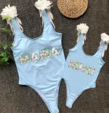 Mommy and Me Bathing Suits Mama Mini Sunflower Flower Shoulder Backless Swimsuits