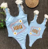 Mommy and Me Bathing Suits Mama Mini Daisy Wings Shoulder Backless Swimsuits
