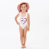 Mommy and Me Bathing Suits Mom Mini Heart Flower Shoulder Backless Swimsuits