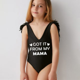 Mommy and Me Bathing Suits Got It From My Mama Wings Shoulder Backless Swimsuits