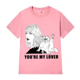 Adult Unisex Tops Exclusive Design Taylor With Cat You're My Lover T-shirts And Hoodies
