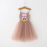 Girls Multicolor Puffy Slip Cartoon Duck Head Tutu Dress