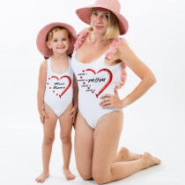 Mommy and Me Bathing Suits Mama Mini Name Diy Heart Flower Shoulder Backless Swimsuits