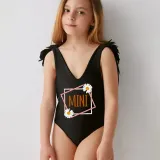 Mommy and Me Bathing Suits Mama Mini Daisy Wings Shoulder Backless Swimsuits