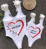 Mommy and Me Bathing Suits Mama Mini Name Diy Heart Wings Shoulder Backless Swimsuits