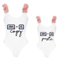 Mommy and Me Bathing Suits Copy Paste Ctrl Flower Shoulder Backless Swimsuits