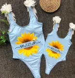 Mommy and Me Bathing Suits Mama Mini Sunflower Wings Shoulder Backless Swimsuits